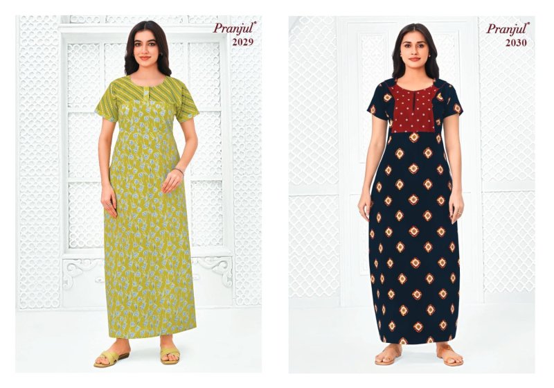 Pragati Vol 20 By Pranjul Pure Cotton Printed Nighty Gown 